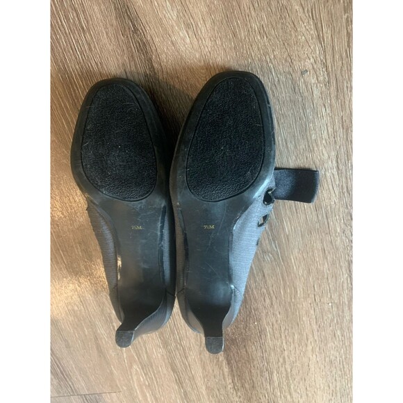 Ann Marino Gray Herringbone High Heel Shoes with Black Bow Size 7.5 Dance 20s - Picture 7 of 7